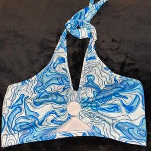 Swirly blue tie top